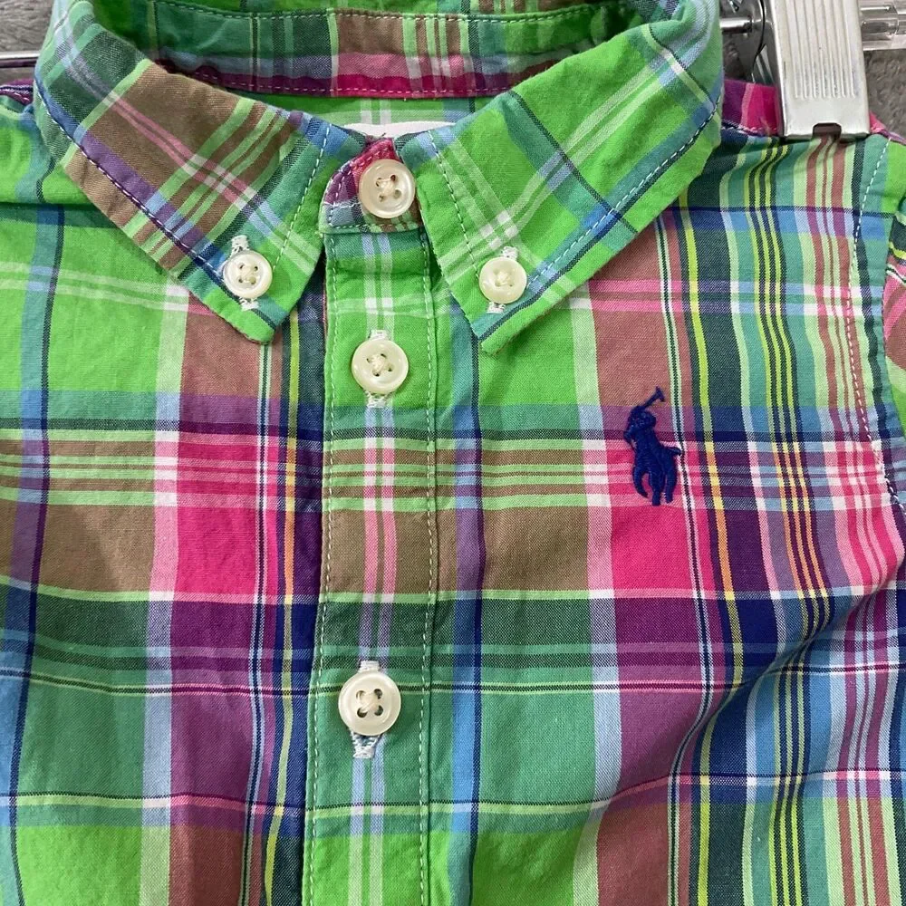 Ralph Lauren Baby Plaid  Jumpsuit 3 Months green spring Easter Snap Button pony